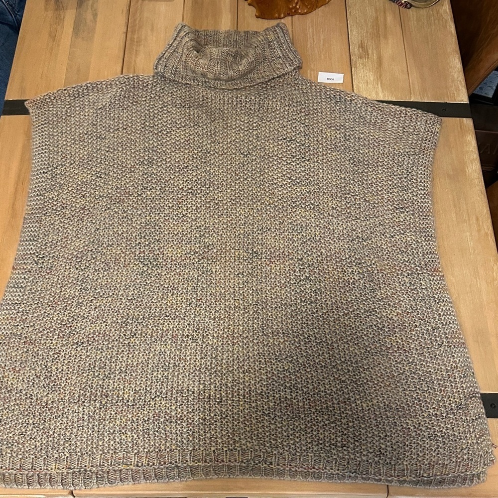 Poncho Large Sweater Knit Sleeveless NWOT Cowl Turtleneck